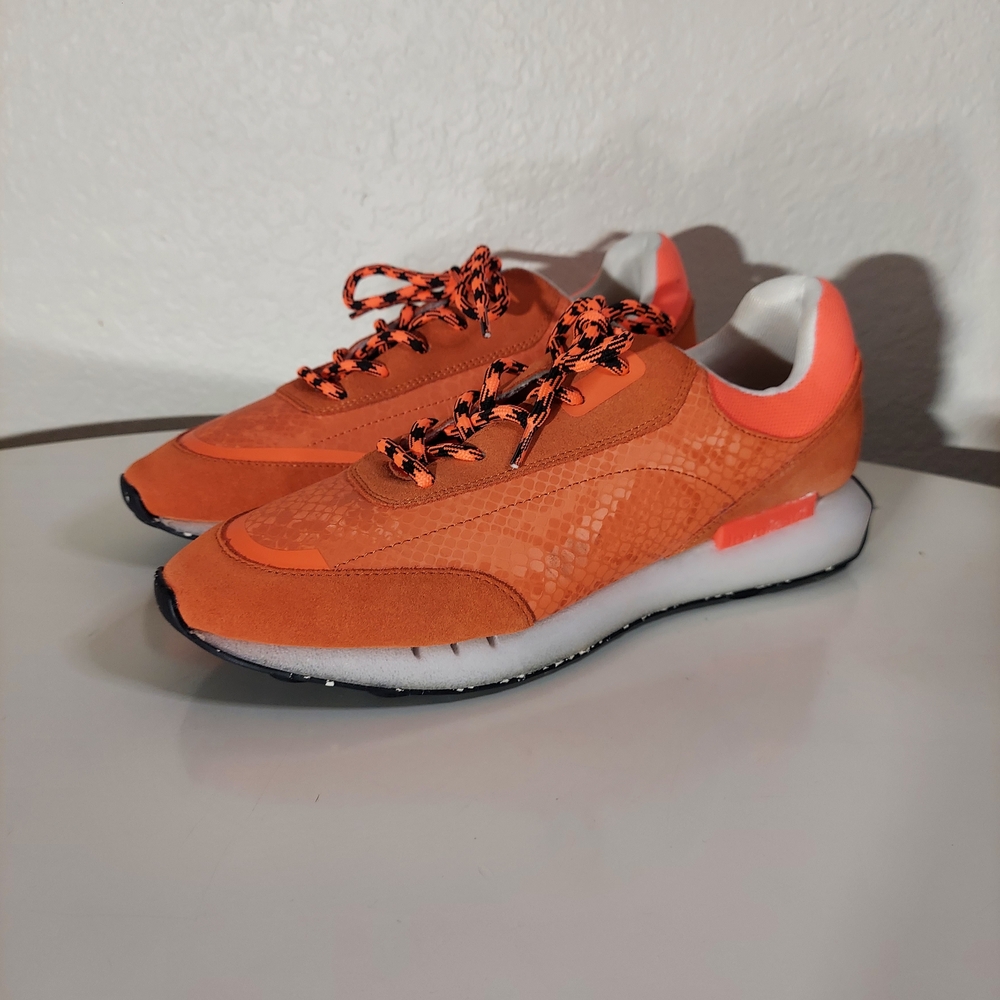 Desigual. Jogger Orange/Black Suede Casual Lace Up Sneakers Women's Size USA 10